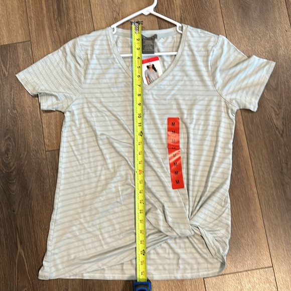 Matty M short sleeve, side, tie, stretchy teal medium top - Picture 4 of 5